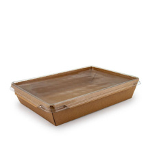 Контейнер крафт 750мл с пластиковой крышкой (артикул: 010460327) купить в разделе «Бумажные крафтовые салатники».