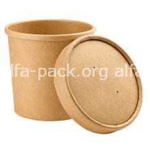 Супница бумажная 470 мл крафт, с бумажной крышкой  (артикул: 010470142) купить в разделе «Бумажная одноразовая упаковка и посуда».