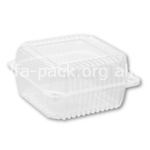  Одноразовый пластиковый контейнер 20D ПЭТ HF 131*131*78 мм (1030 мл) (артикул: 010701409) купить в разделе «Пластиковая пищевая одноразовая упаковка».