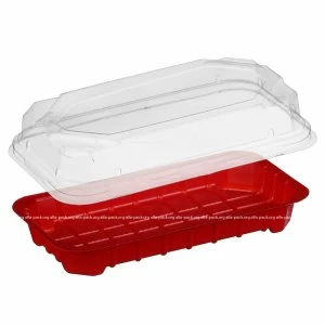 Упаковка для суши ПС - 67, красная (артикул: 010100190) купить в разделе «Пластиковая упаковка для суши».
