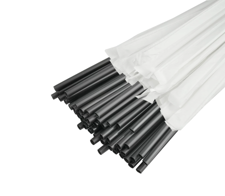 Трубочка "Фрешка" чёрная, в индивидуальной упаковке, 210мм*7 мм 200шт (артикул: 060712004) купить в разделе «Крышки для бумажных стаканчиков и аксессуары».