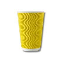 Гофрований стакан жовтий, хвиля 175 (артикул: 062500020) купити в розділі «Паперові одноразові стаканчики».