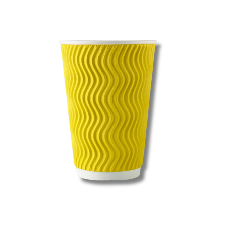 Гофрированный стакан желтый, волна 175 (артикул: 062500020) купить в разделе «Бумажные гофрированные стаканчики».