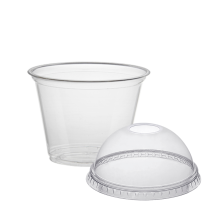 Купольний стакан з купольною кришкою з отвором 200мл (артикул: 062200501) купити в розділі «Пластиковий одноразовий посуд».