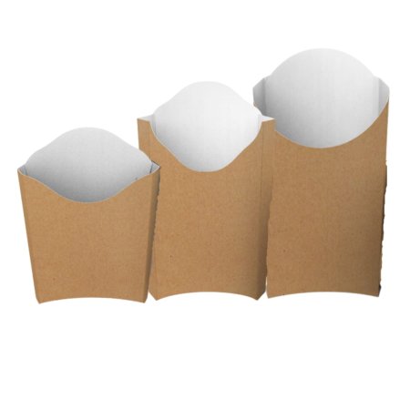 Коробка под картошку фри, буро-белая макси (артикул: 010420047) купить в разделе «Картонная упаковка для бургеров и картофеля фри».