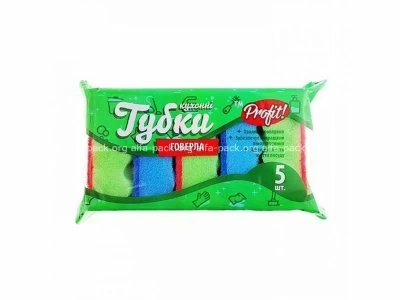Губка кухонная волнистая PROFIT 5 шт (артикул: 070600086) купить в разделе «Средства для уборки, хозтовары, одноразовая посуда для дома».