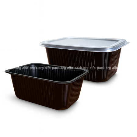 ОригКонтейнер  ПП-118 чорний, 1000мл  (артикул: 010100219) купити в розділі «Пластикова упаковка для салатів та напівфабрикатів».