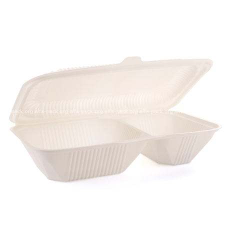 Ланч-бокс двосекційний (з кукурудзяного крохмалю) (артикул: 060800017) купити в розділі «Біорозкладний одноразовий посуд».