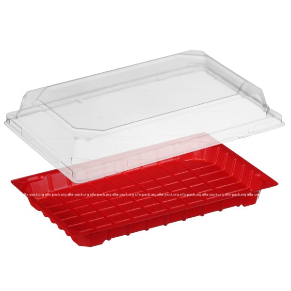Упаковка ПС-64 для суші червона  (артикул: 010100185) купити в розділі «Пластикова упаковка».