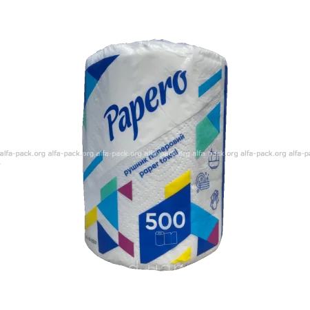 Рушник паперовий Papero Джамбо 500 аркушів (артикул: 070100077) купити в розділі «Паперові серветки та рушники».
